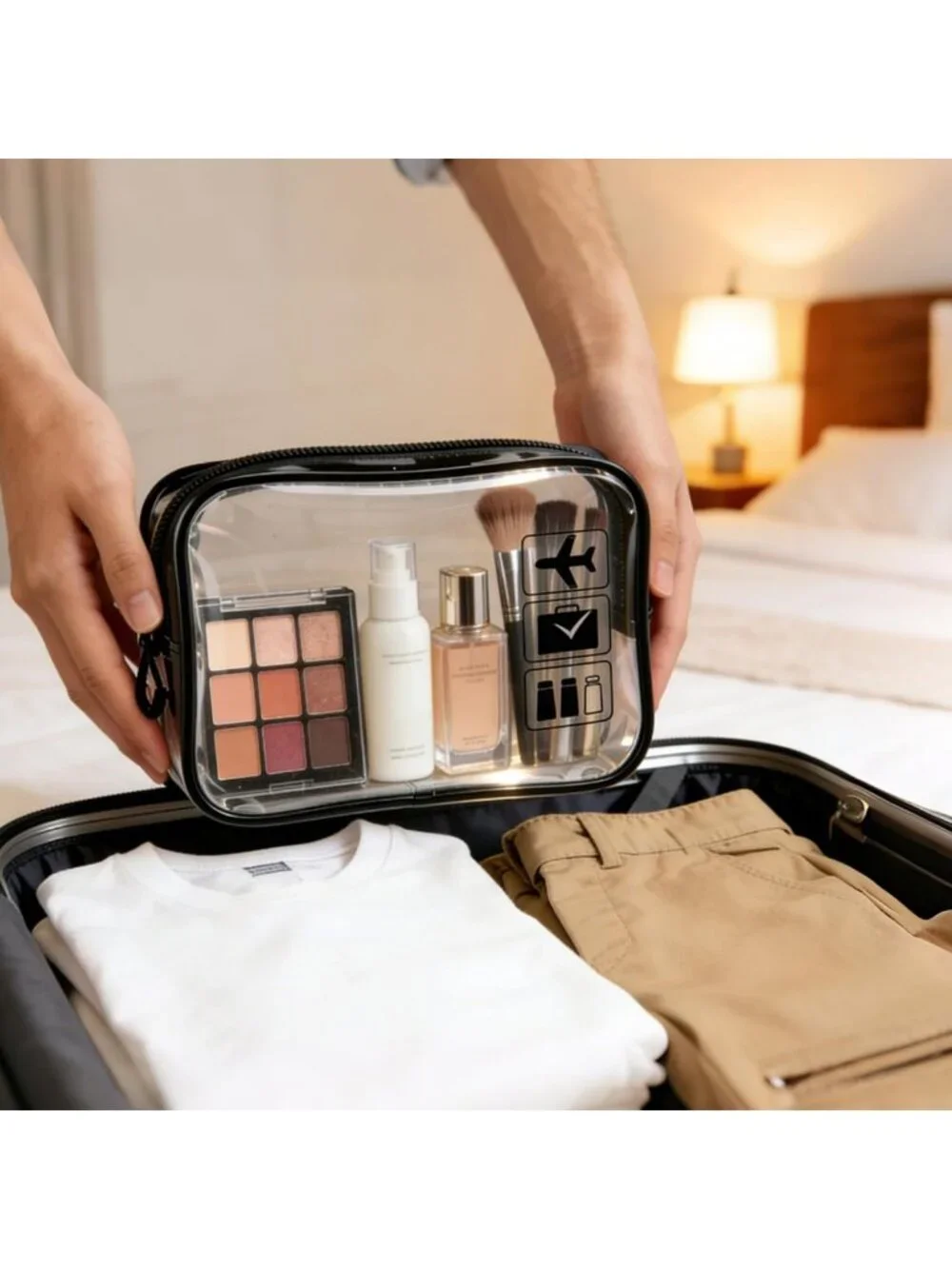 TSA Approved Clear Toiletry Bag Set - 3pcs Travel Makeup & Cosmetic Bags